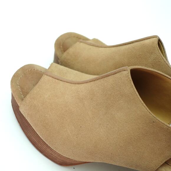 Michael Kors Piper Platform Tan Suede Peep Toe Block Heel Sandals Size 10 - Picture 4 of 7